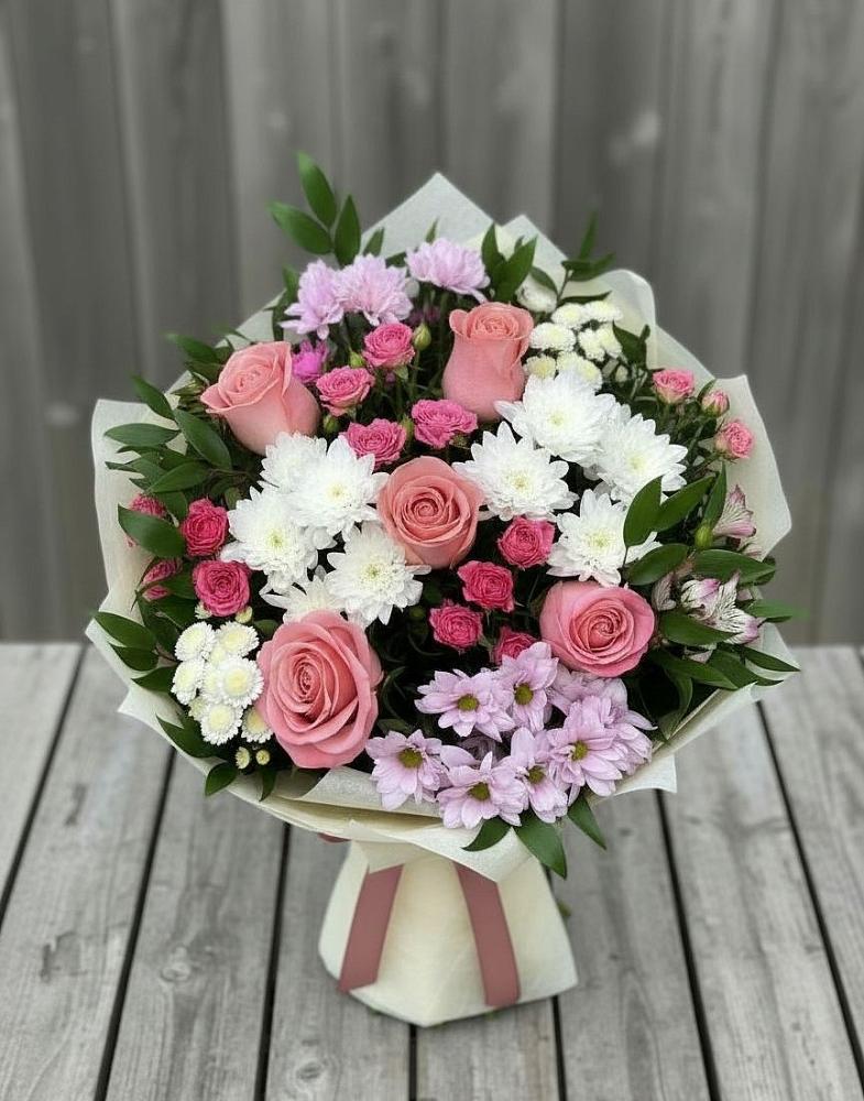 Букет цветов из: Альстромерии, Гвоздики, Розы и Хризантемы в Спасске Пензенской области