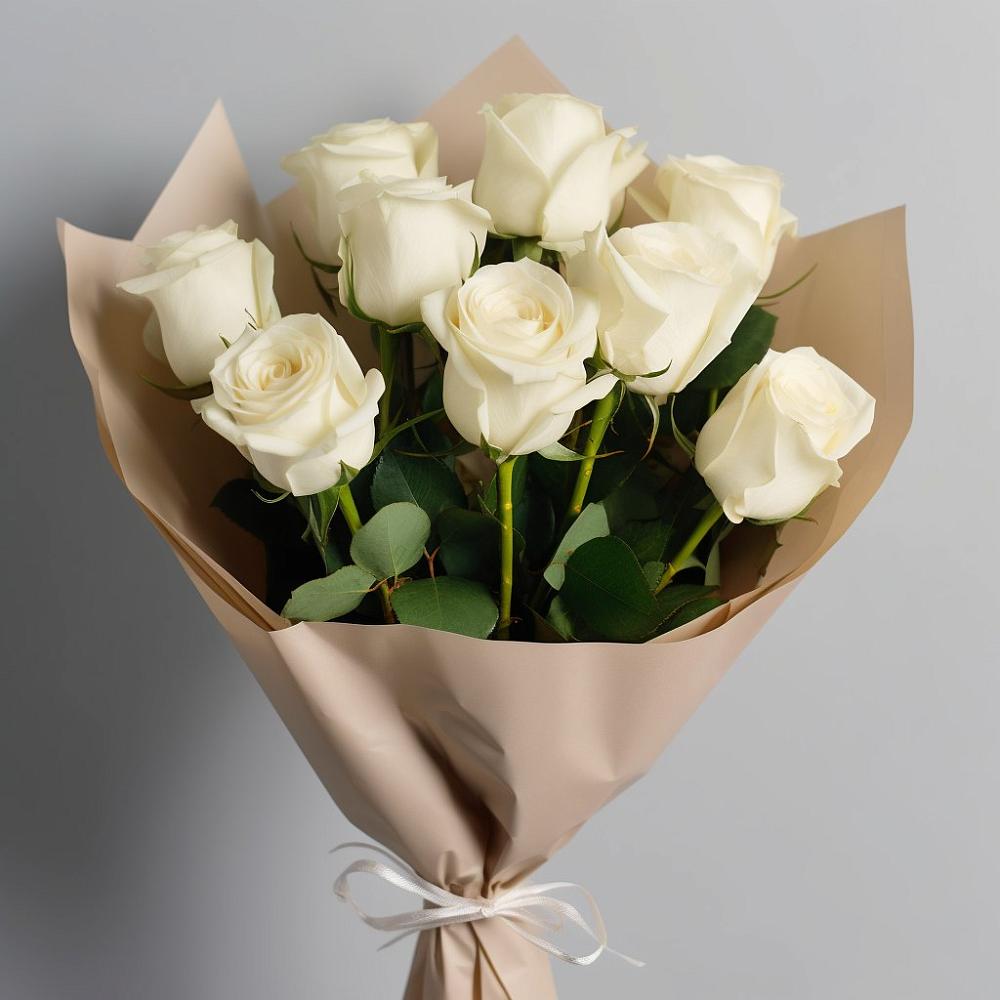 Букет 9 Белых роз Эдлесс Лав в Спасске Пензенской области