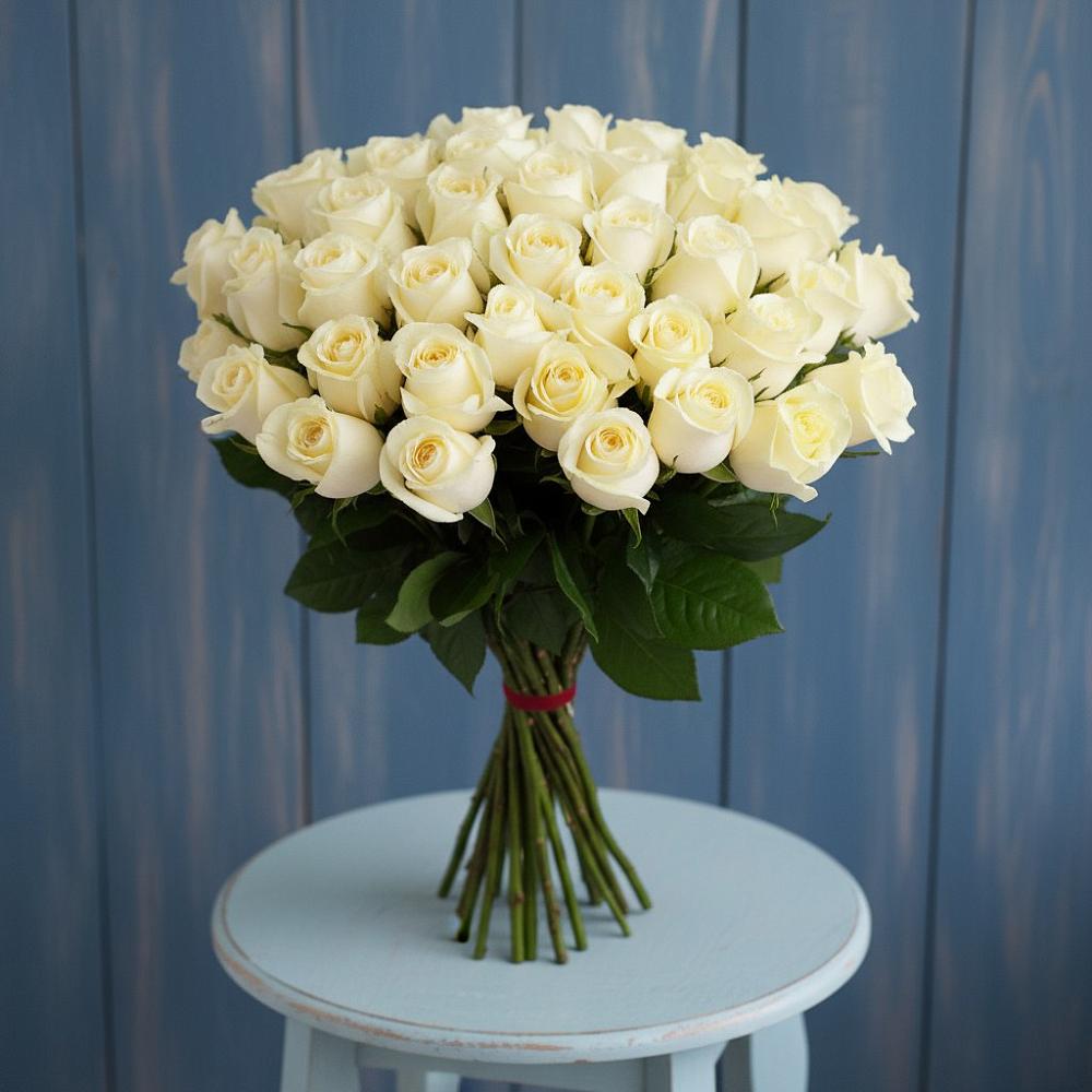 Букет 51 Белая роза Эдлесс Лав в Спасске Пензенской области