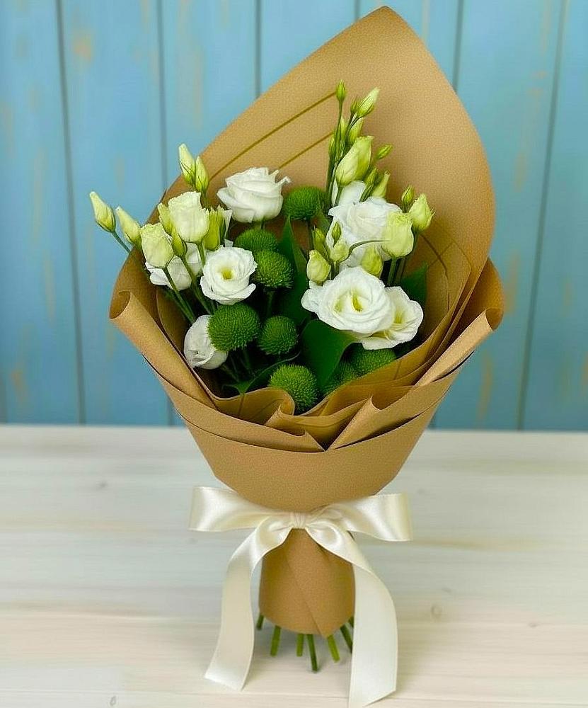 Букет цветов из: Хризантемы и Лизиантусы в Спасске Пензенской области