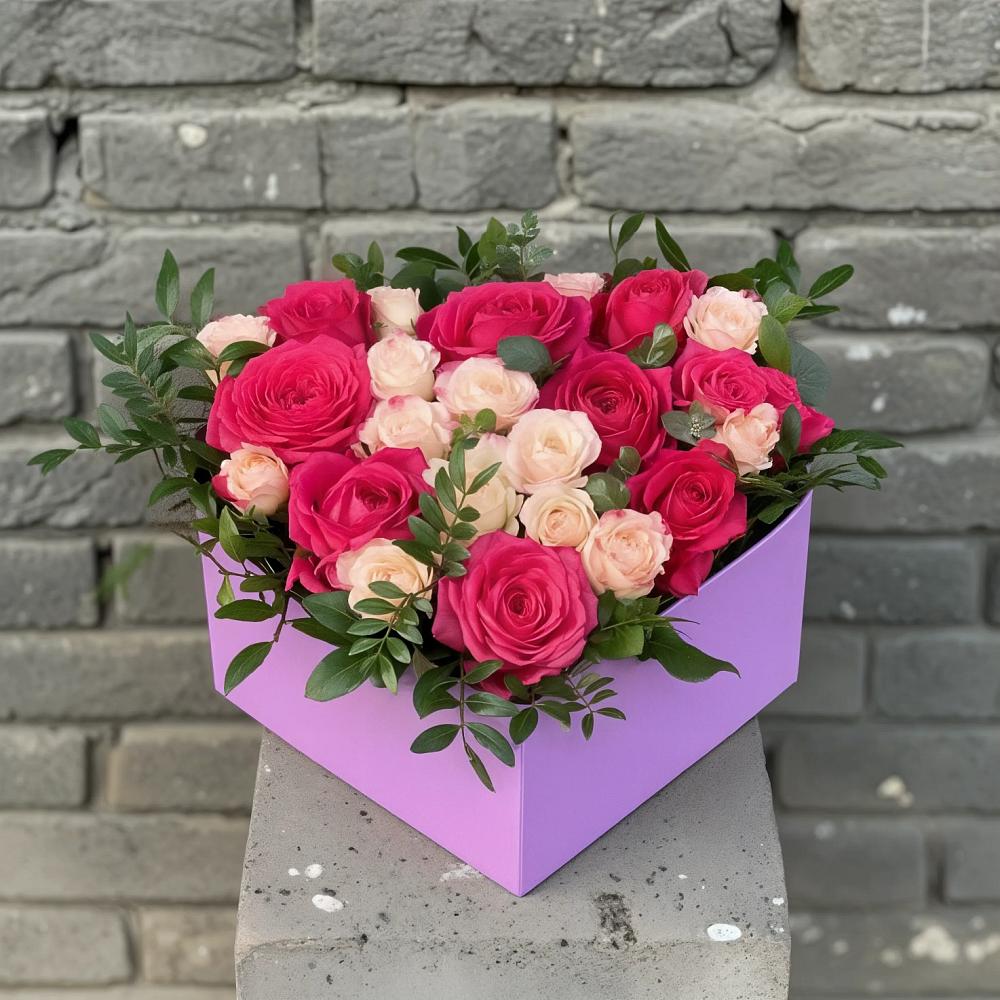 Цветочная композиция из Розы в коробке в Спасске Пензенской области