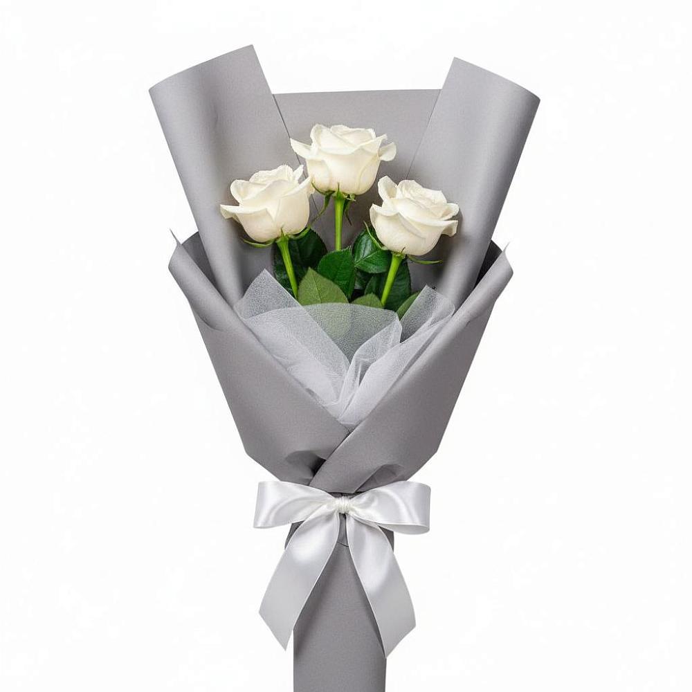 Букет 3 белые розы в Спасске Пензенской области