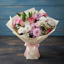 Букет цветов из:  Хризантемы, Альстромерии и Розы в Спасске Пензенской области