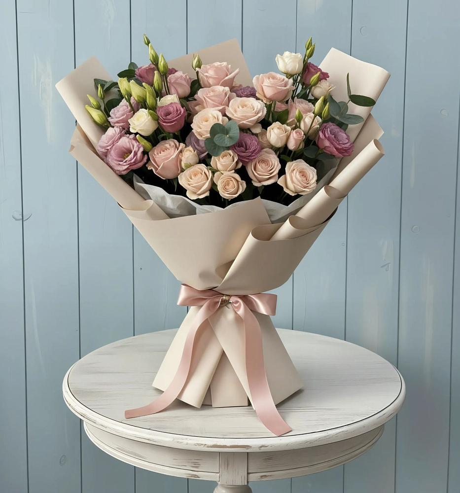 Букет цветов из: Розы и Лизиантусы в Спасске Пензенской области