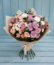 Букет цветов из:  Хризантемы, Розы и Альстромерии в Спасске Пензенской области